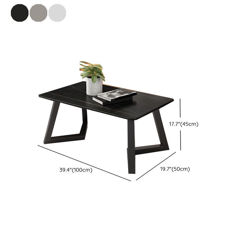 Contemporary 17.7" H Coffee Table Rectangular Stone 1 Single Cocktail Table