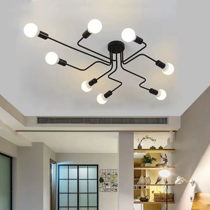 Metal Sputnik Shape Flush Mount Lights Modern Multi Lights Flush Mount Light Fixtures