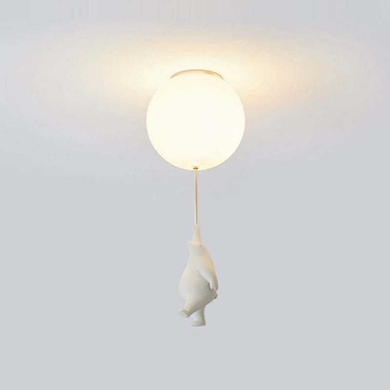 Contemporary Bear Ceiling Lamp Acrylic Shade Flush Mount Light Fixture