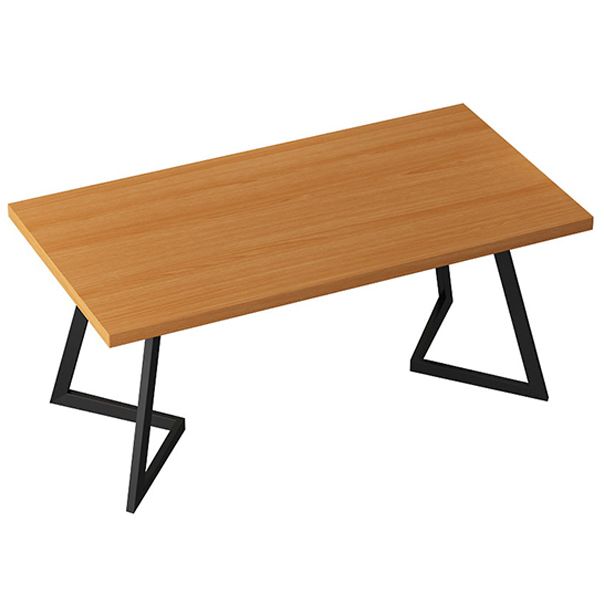 Solid Wood Dining Table Industrial Brown Dining Table with Black Frame