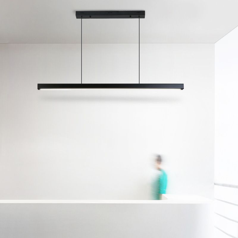 Nordic Minimalism LED Island Light Aluminum Long Strip Dining Room Lighting Fixture with 59" Adjustable Suspension Wire