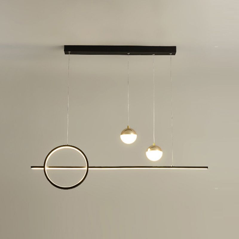 Metal and Acrylic Pendant Ceiling in Black / Gold Post Modern Kitchen Island Fixture
