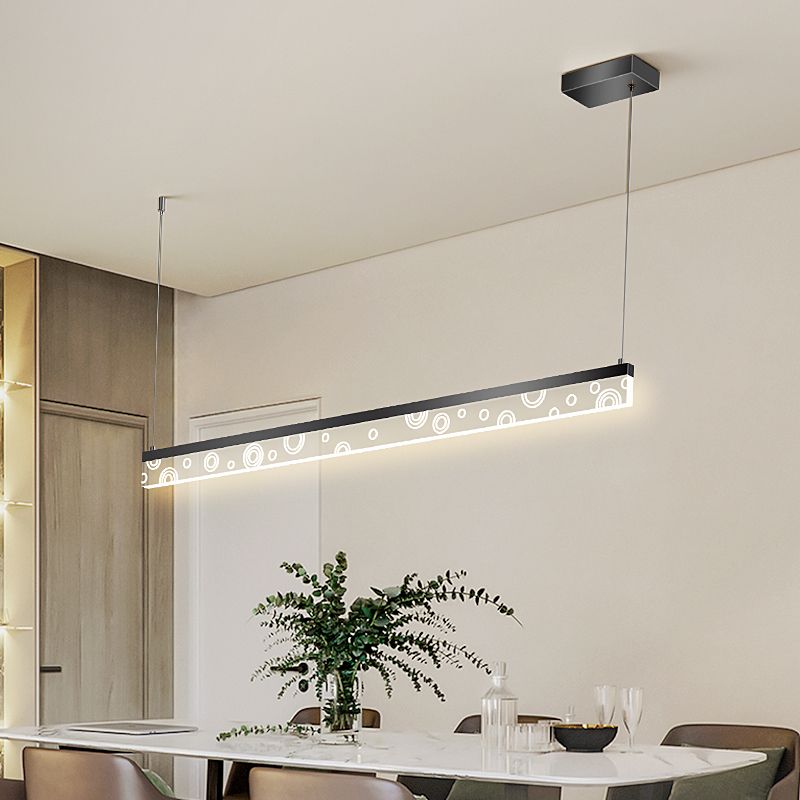 Idée d'éclairage d'île de forme linéaire Pendentif en île en métal moderne 1-Light en noir