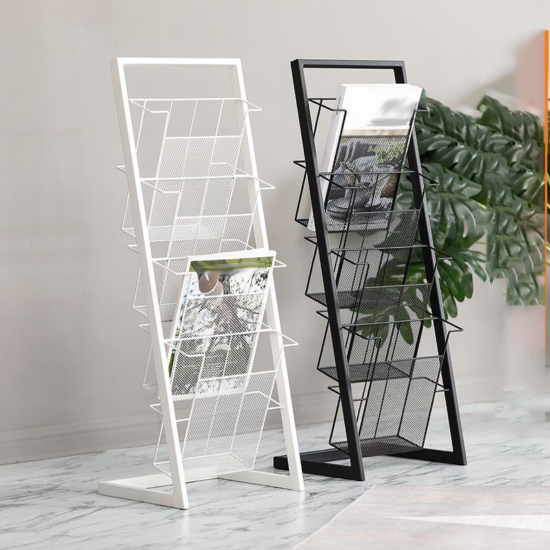 Contemporary Closed Back Bookcase Vertical Metal Bookshelf with Shelves