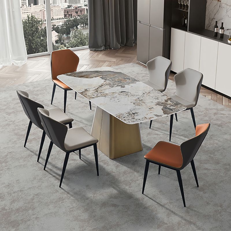 Industrial Wingback Side Chair Faux Leather Armless Dining Chairs