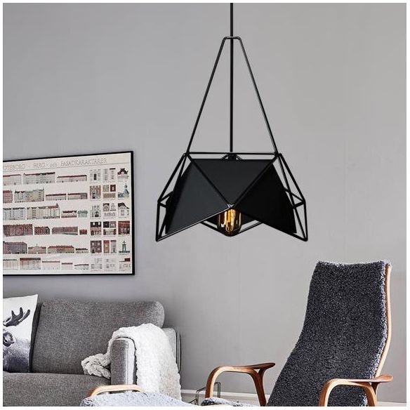 Luz de colgante de techo geométrico de latón/negro/blanco con protección de alambre metálico 1 sala de estar ligera luz suspendida
