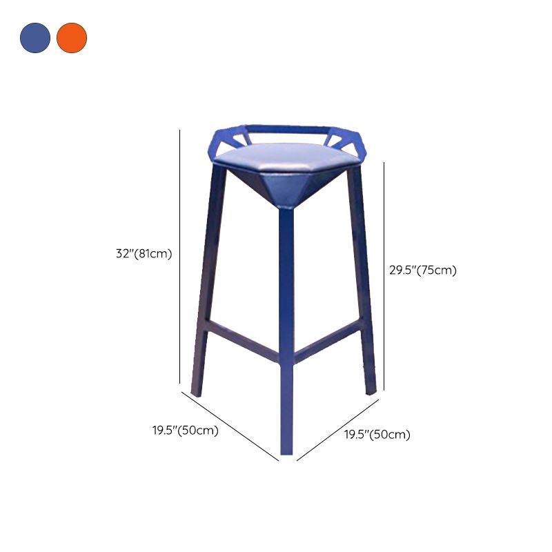 Modern Armless Backrest Counter Stool Iron Bar Stool with Cushion and Pedal for Bar