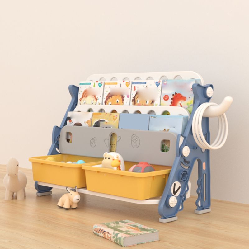 Contemporary Plastic Bookshelf Open Back Bookcase with Animals Theme