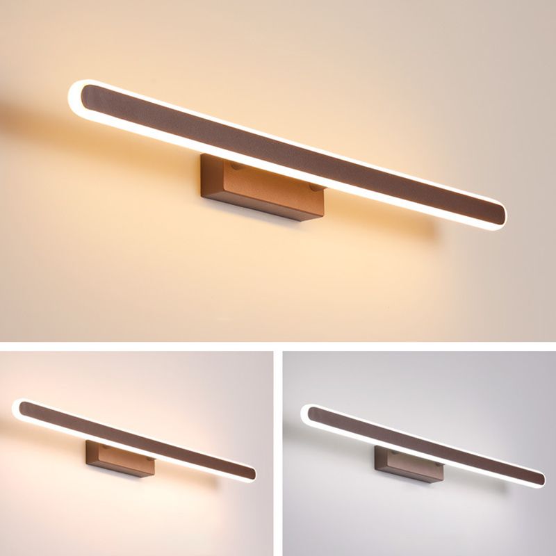 Modern Style Mirror Cabinet Bathroom Wall Lights Brown Metal Linear Shade LED Ambient Vanity Lighting