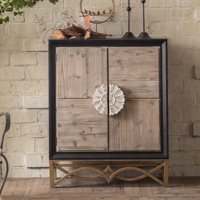 Distressed Wood Accent Chest Industrial Standard Knobs Accent Cabinet