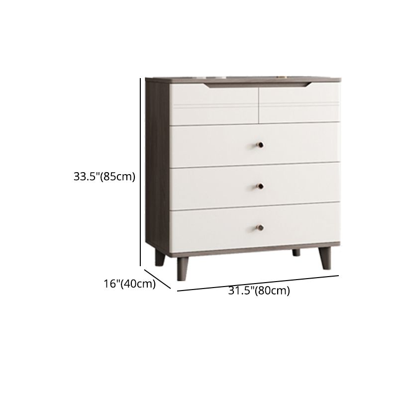 Wooden Storage Drawer Accent Chest White and Blue Cabinet with Drawers