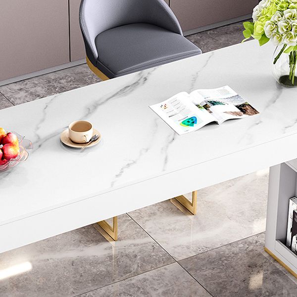 Glam Bar Table Set 1/3/5 Pcs Rectangle Stone Bar Table and Upholstered Stools