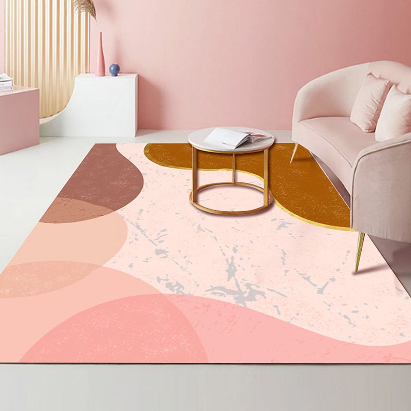 Tapis de couleur rose en Polyester, style nordique, résistant aux taches, pour la décoration de la maison