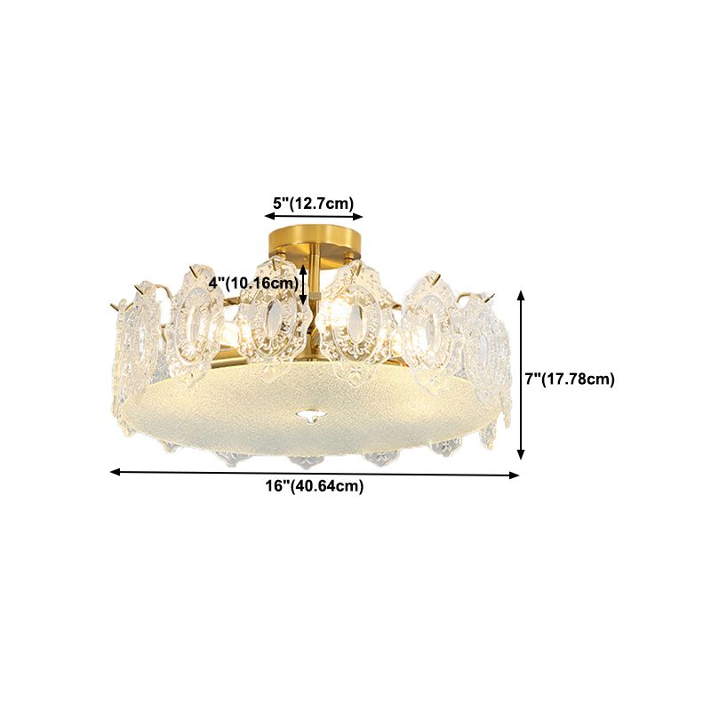 Contemporary Ceiling Lamp Household Glass Shade Flush Mount Light Fixture