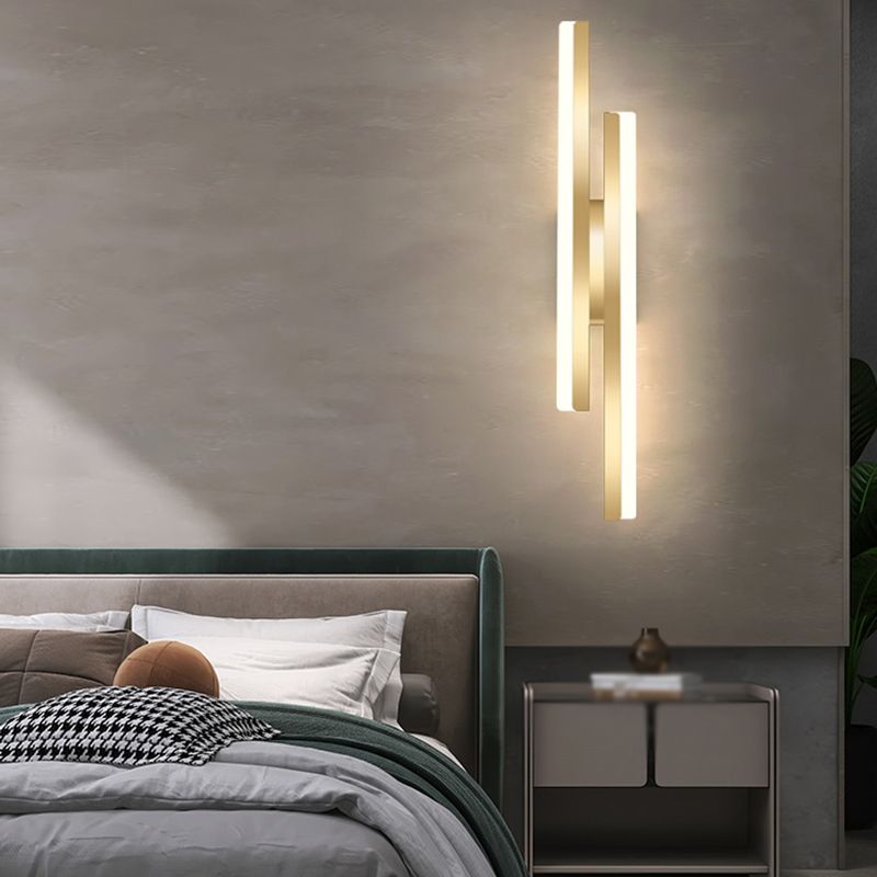 Modernism Golden/Black 2-Light Wall Mounted Sconce Linear LED Wall Light