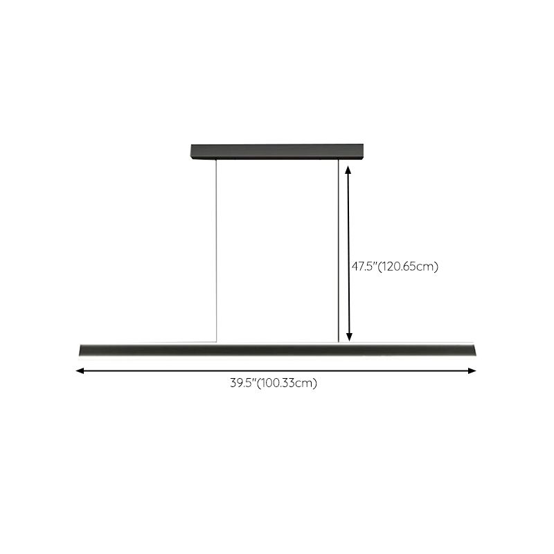 Linear Black Pendant Lighting Modern Metal Island Lighting for Dining Room