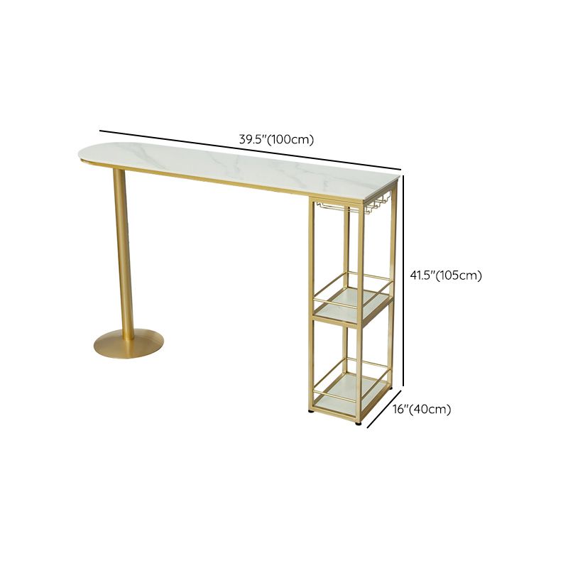 Modern Free Form Bar Dining Table Metal and Stone Bar Table for Living Room