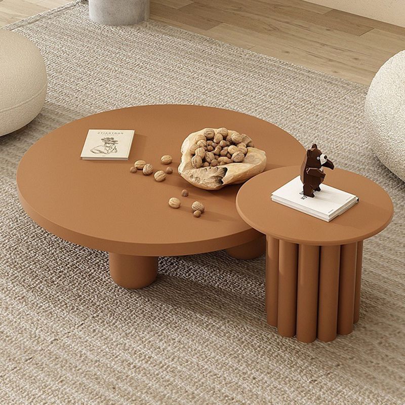 4 Legs Coffee Table Round Minimalist Coffee Table for Living Room