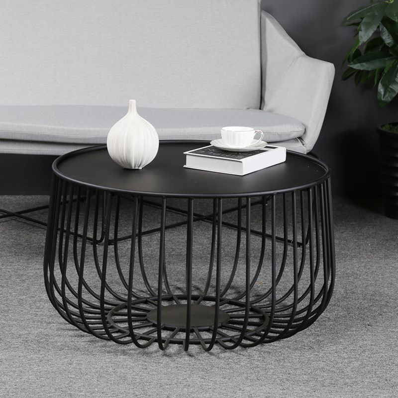Mid-century Modern Round Iron Coffee Table, Frame Base Coffee Table