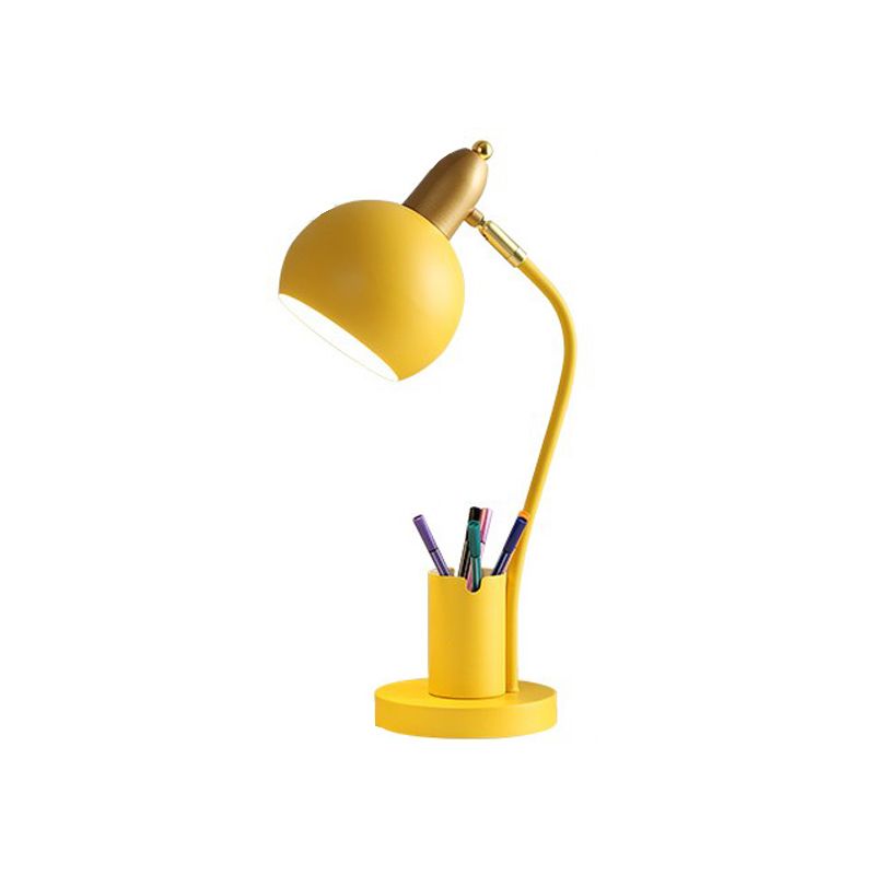 Macaroon Metal Table Light Bell 1-Light Bedroom Nightstand Lamp with Pen Container