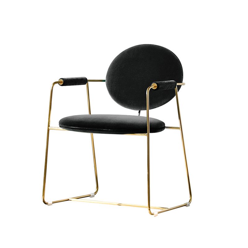Upholstered Arm Chair Gold Base Dining Chair for Dining Room