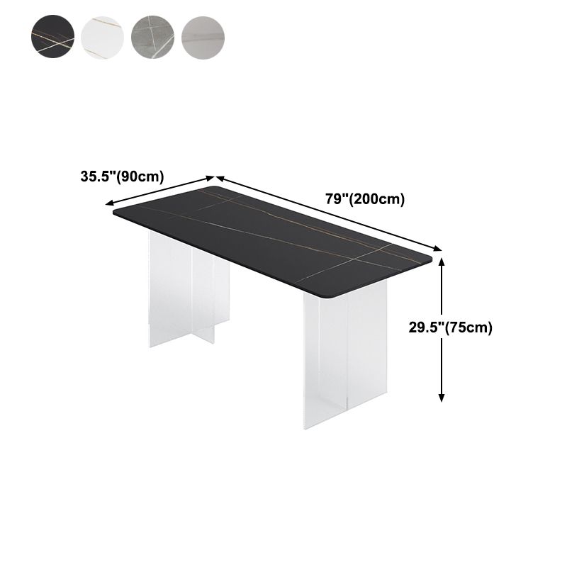 Moderner Esstisch Rechteck Sintered Stone Esstisch mit Acrylbasis