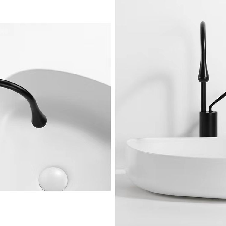 Contemporary Bathroom Sink Porcelain Specialty Vessel Bathroom Sink with Pop-Up Drain