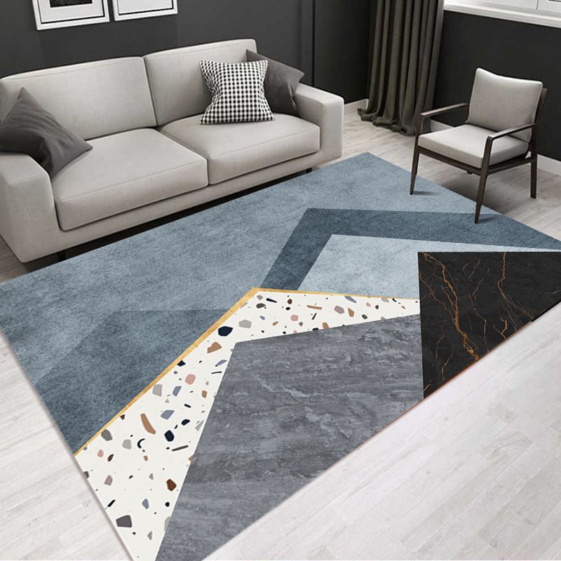 Tapis gris moderne polyester tapis lavable simple pour le salon