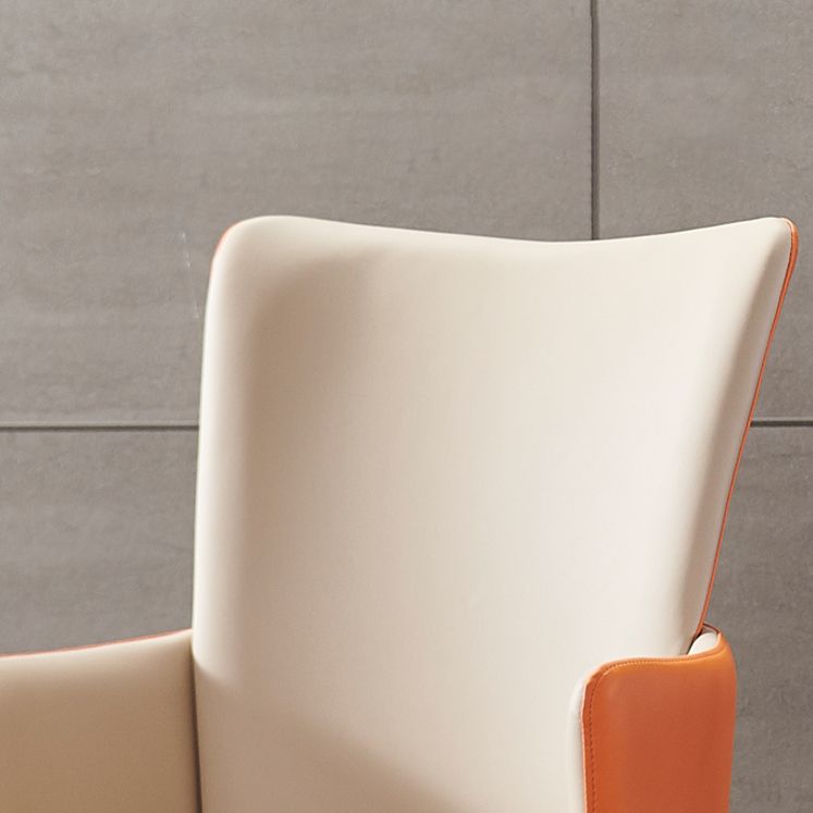 Contemporary Hotel Solid Back Arm Chair Leather Matte Finish Dining Chair