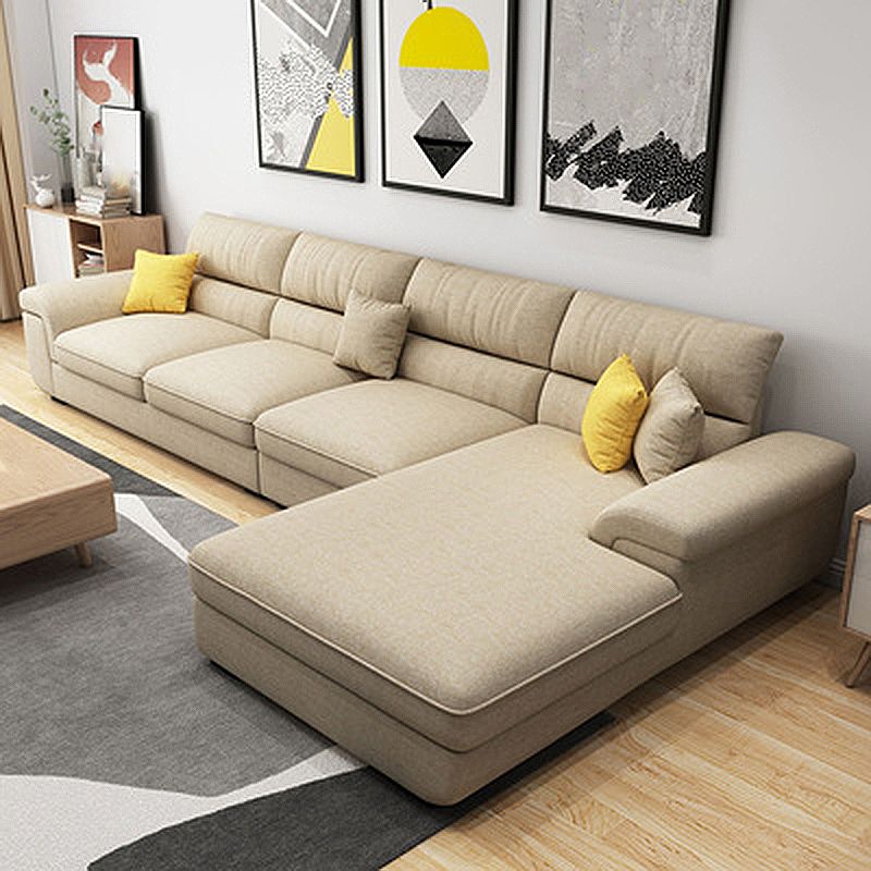 Contemporary Fabric 4-seat Sectionals 126" Pillow Top Arm Sectionals