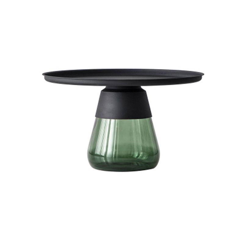Mid-Century Modern Pedestal Tray Top Round Single Coffee Table