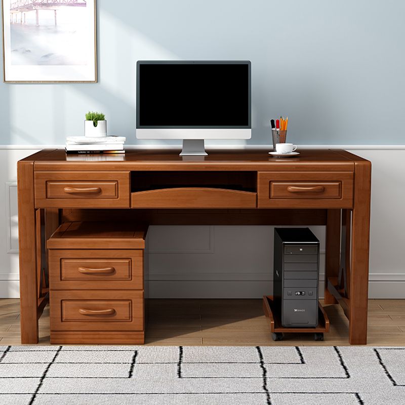 Contemporary Rubber Wood Office Desk Rectangular Writing Desk for Home