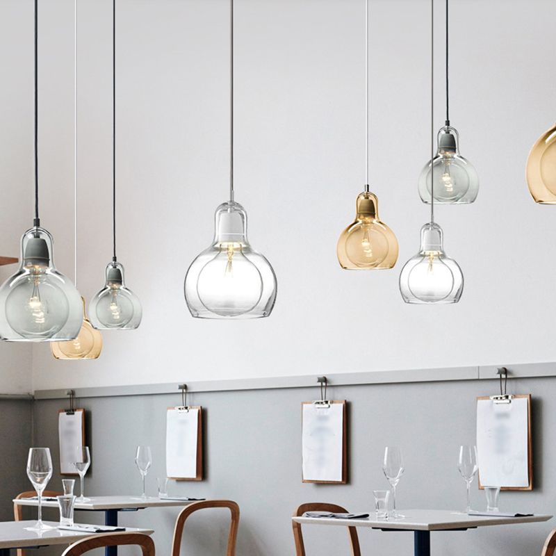 Moderne künstlerische Drum Anhänger Leichte schmiedeeisere Hanglampe mit Doppelglasschatten