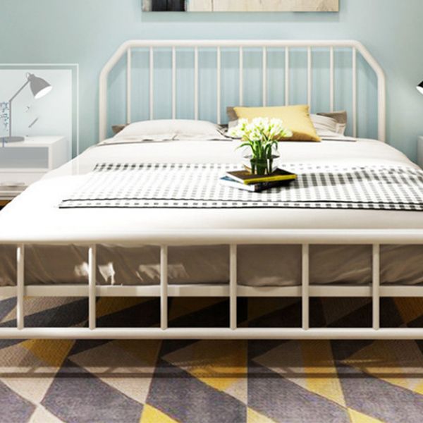 Metal Open-Frame Bed Scooped Solid Color Slat Bed with Custom Gold Leg