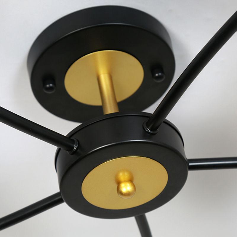 Ball Shape Glass Flush Light Modern Style Multi Lights Flush Mount Fixture in Black