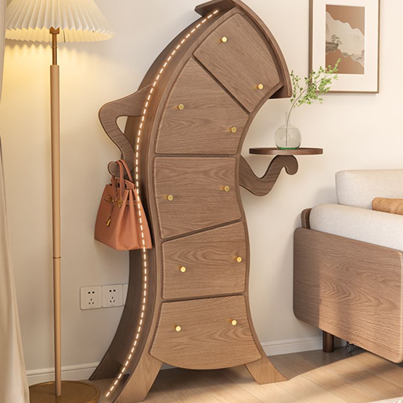 Modern Vertical Lingerie Chest Wood Dresser with 5 Drawers for Bedroom