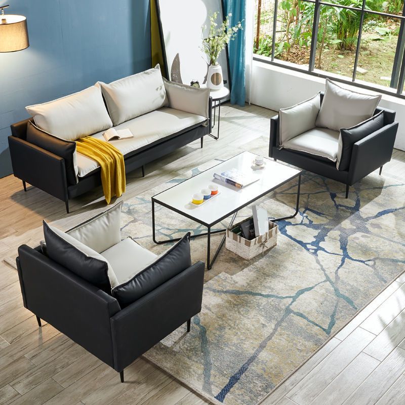 Moderner Stil quadratischer Armlehre Schwamm Kissen Kissen tragen resistente Napa -Ledersofa