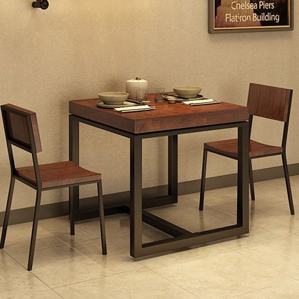 Tavolo da cucina in legno in legno massiccio industriale Tavolo quadrata marrone per sala da pranzo