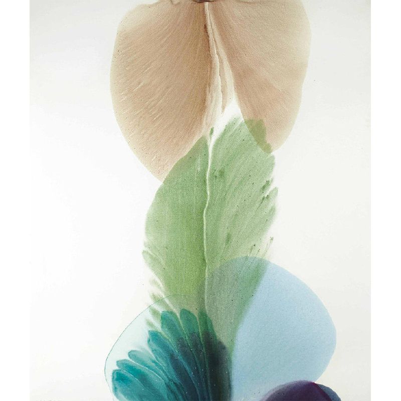 Custom Illustration Art Deco Murals Wallpaper with Petals Painting, Blue-Yellow-Green