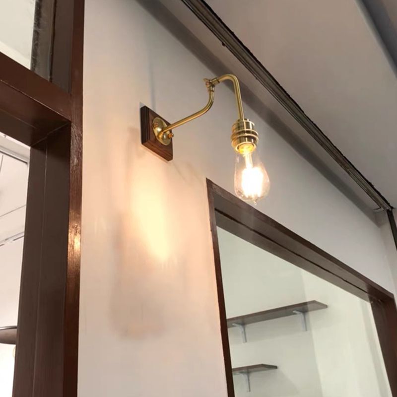 Modern Square Shape Vanity Light with Wood Base for Powder Room Washroom