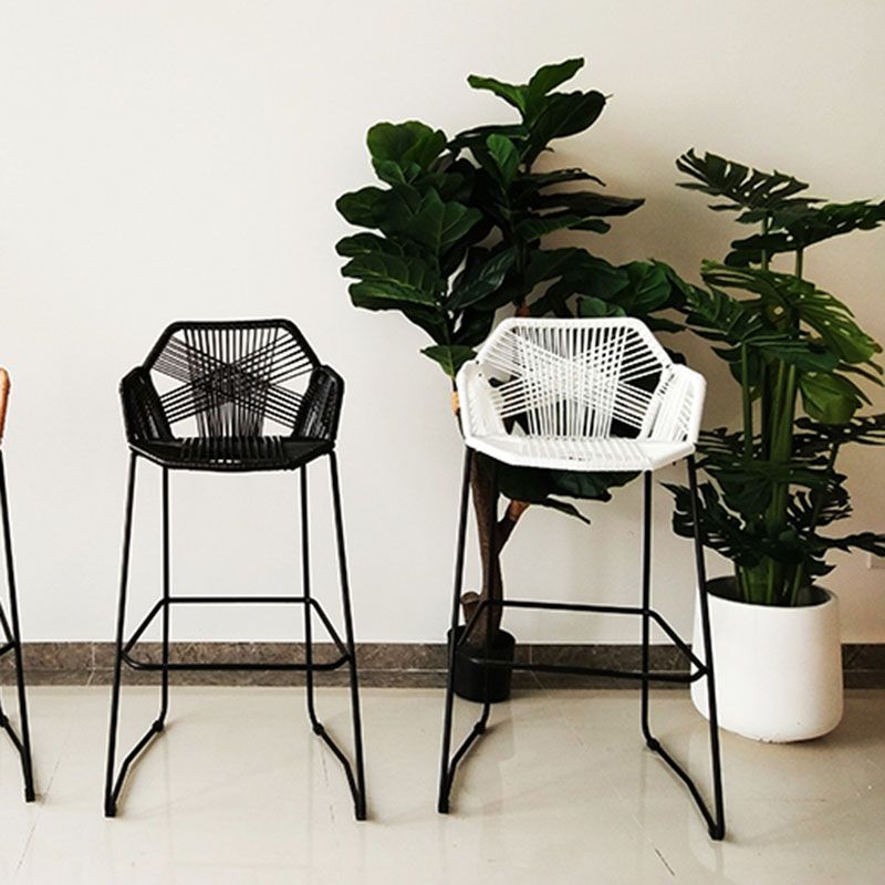 Modern Style Metal Bar Stool with Footrest and Low Back Balcony Lounge Bar Stool 30 Inch