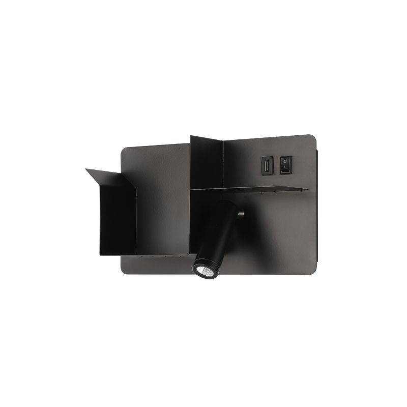 Éclairage mural tubulaire en métal modernisme modernisme noir / blanc LED Mur Murn Lighting avec cadre d'étagère