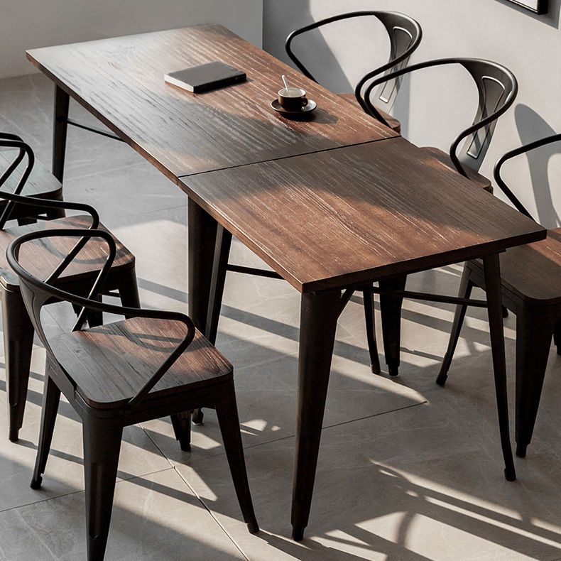 Industrial 4 Legs Pedestal Dining Table Pine Table for Dining Room
