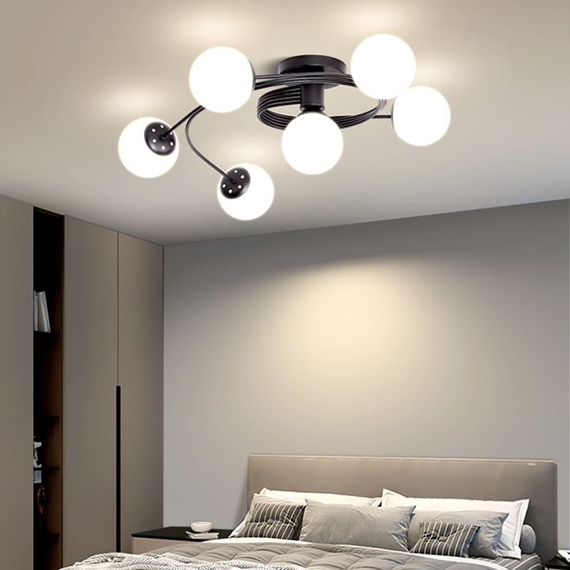 Lámpara de techo de montaje de montura de vidrio simplicidad redonda de semi rascilla luz de techo