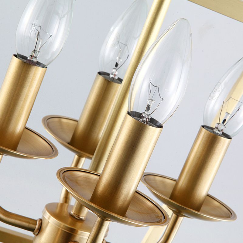 4 Bulbs Ceiling Lamp with Geometric Shade Metal Traditional Dining Room Chandelier Pendant Light in Gold