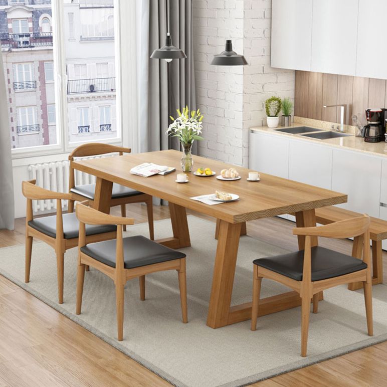 Tavolo da pranzo in legno in stile semplice in stile tavolo a forma di rettangolo con base a slitta
