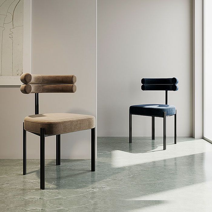 Contemporary Open Back Dining Chairs Velvet Arm Dining Chair