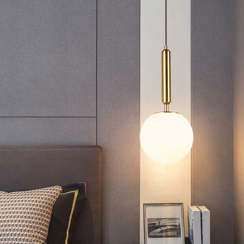 1 Light Pendant Lighting Fixtures Contemporary Spherical Glass Hanging Lights for Lounge