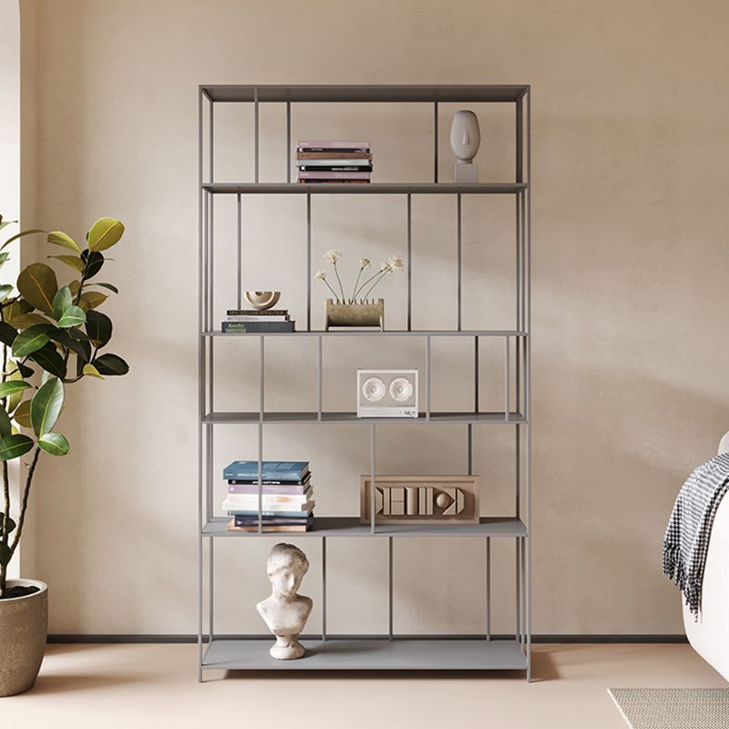 Modern Style Open Back Bookshelf Vertical Metal Bookcase with Shelves
