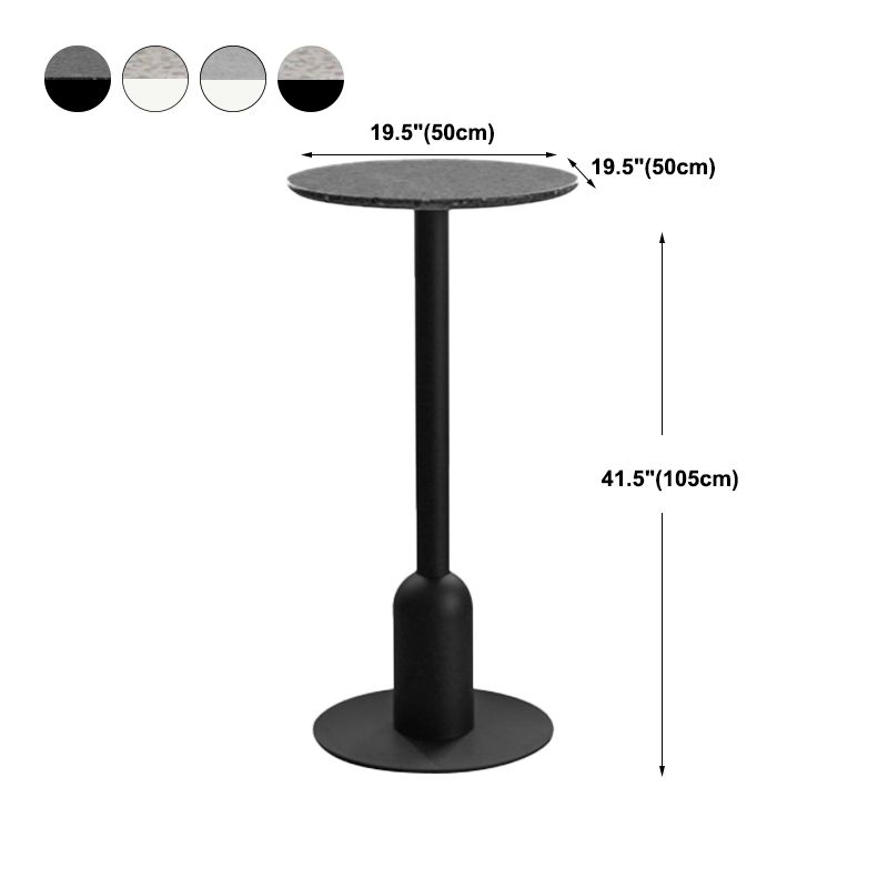 Industrial Steel Bar Dining Table Terrazzo Top Indoor Bistro Table with Single Pedestal